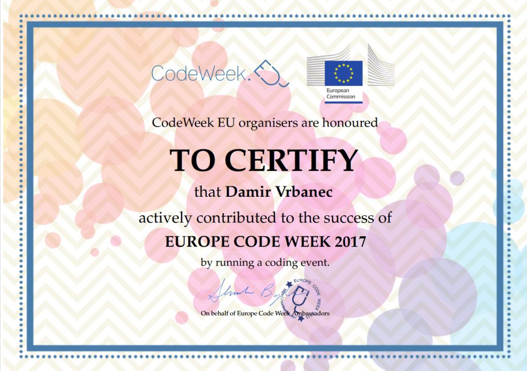 Codeweek certifikat 2017.